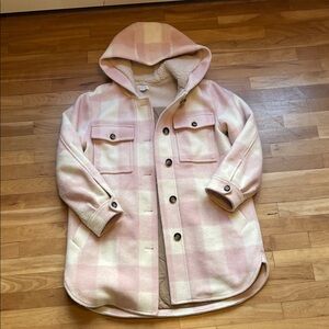 Sundance Pink and Cream Plaid Hooded Jacket